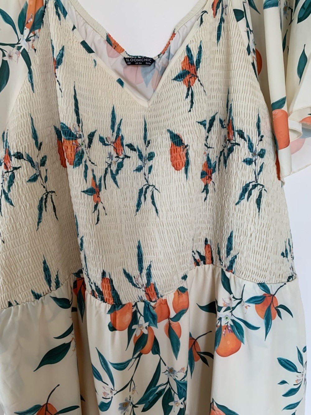 🍊 BloomChic Citrus Fruit Oranges Floral Dress – Size 30 / 6x Smocked Bodice - Picture 3 of 9